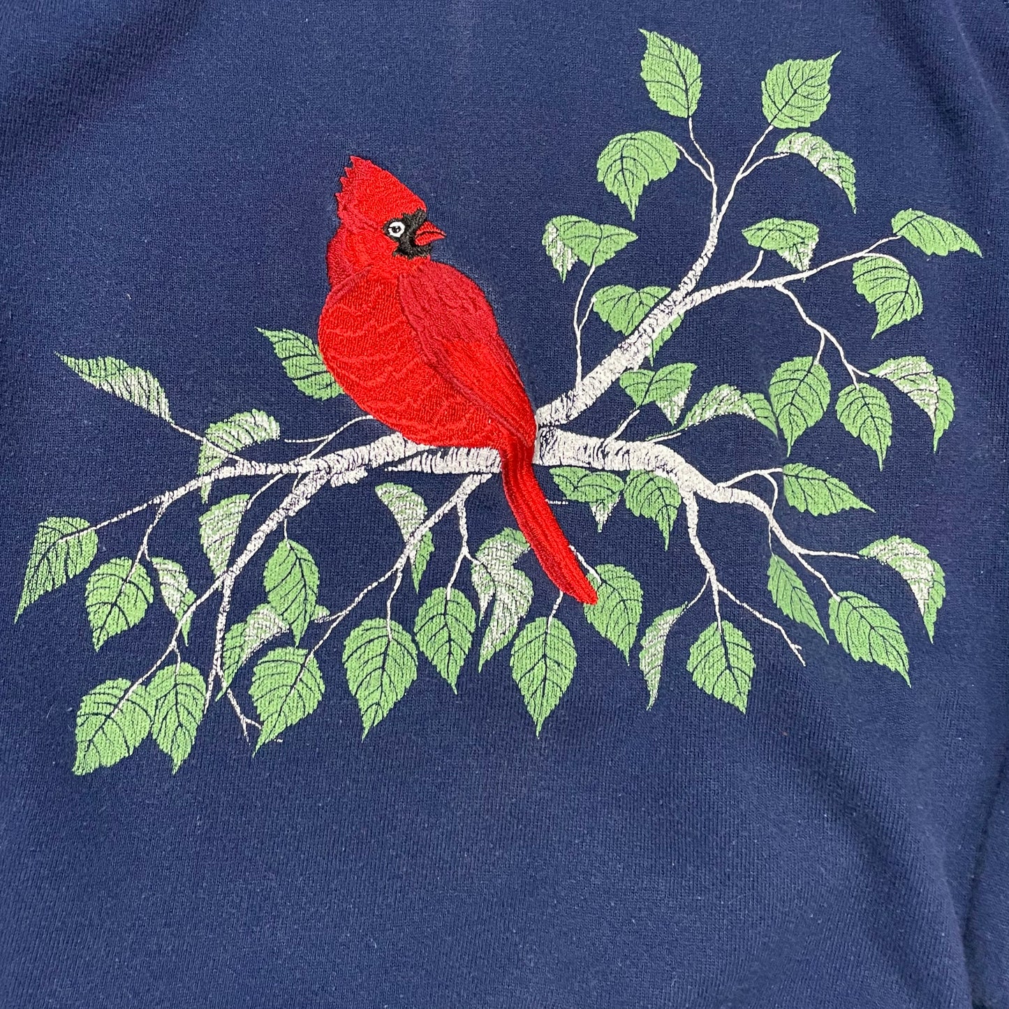 VINTAGE EMBROIDERED CARDINAL GRANDMA SWEATER - WOMEN’S XL