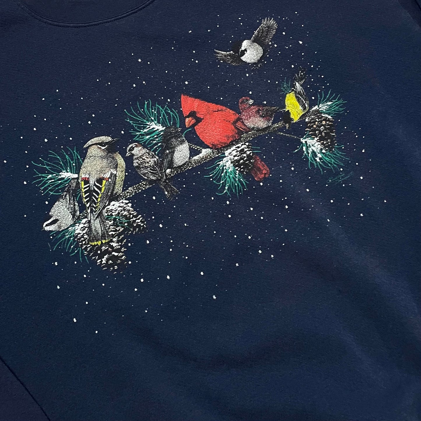 VINTAGE WINTER BIRDS SWEATSHIRT - XL