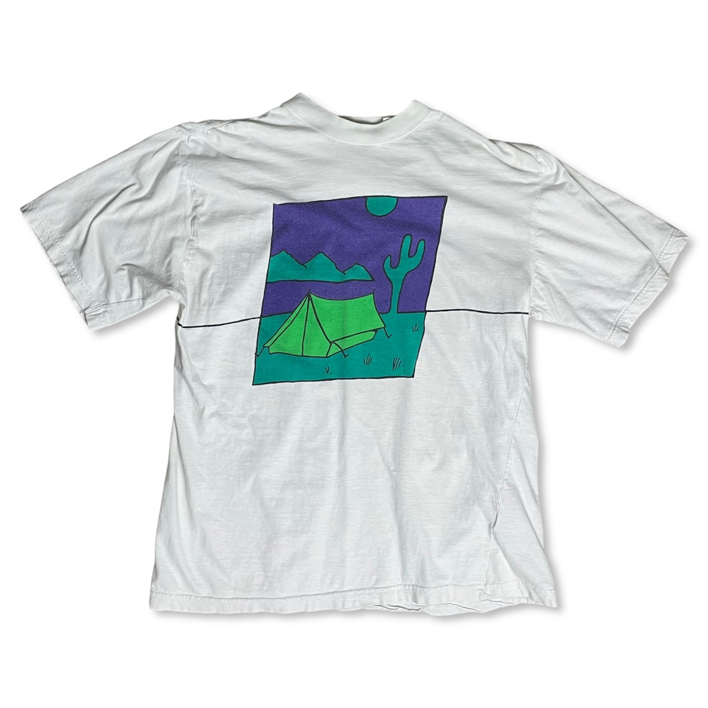 VINTAGE DESERT CAMPING ART T SHIRT - M