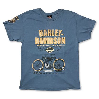 HARLEY DAVIDSON 115TH ANNIVERSARY MOTORBIKE T SHIRT - L