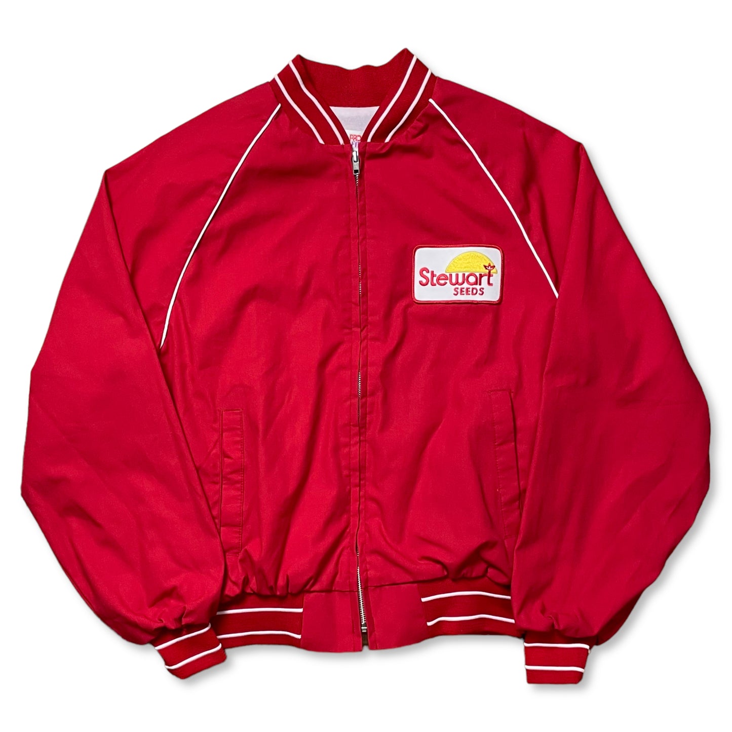 VINTAGE 80s STEWART SEEDS BOMBER JACKET - L