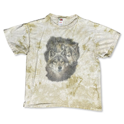 VINTAGE TIE DYE WOLF T SHIRT - L