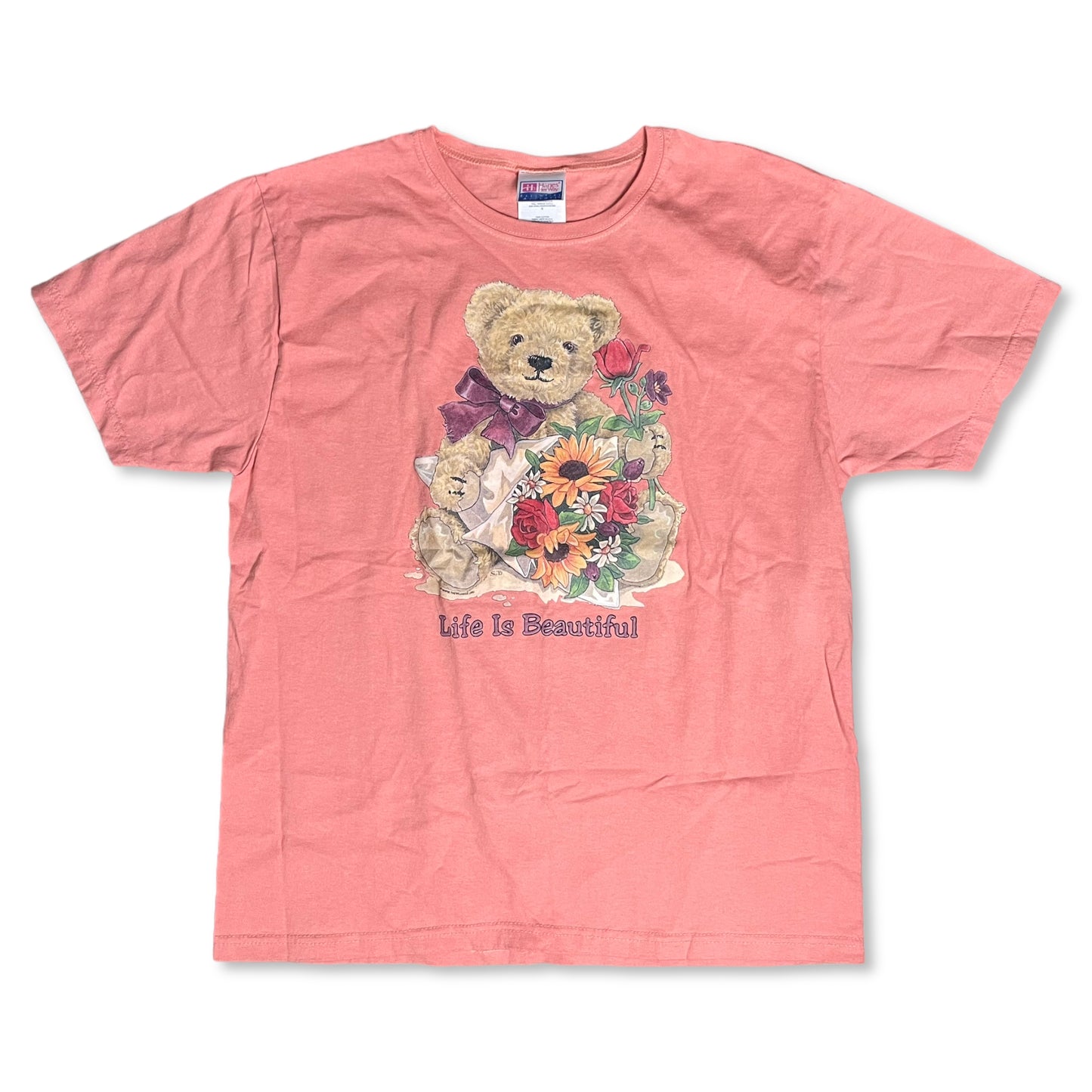 VINTGE LIFE IS BEAUTIFUL TEDDY BEAR T SHIRT - WOMEN’S L