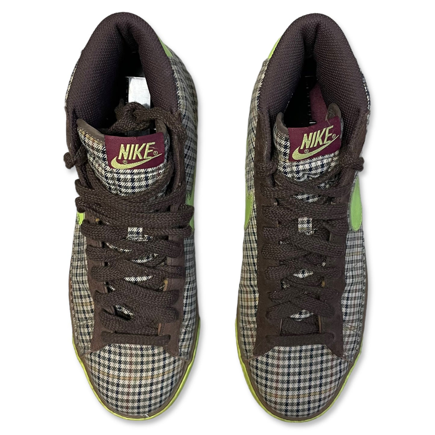 2008 NIKE BLAZER MID BROWN TWEED PLAID - SIZE 11