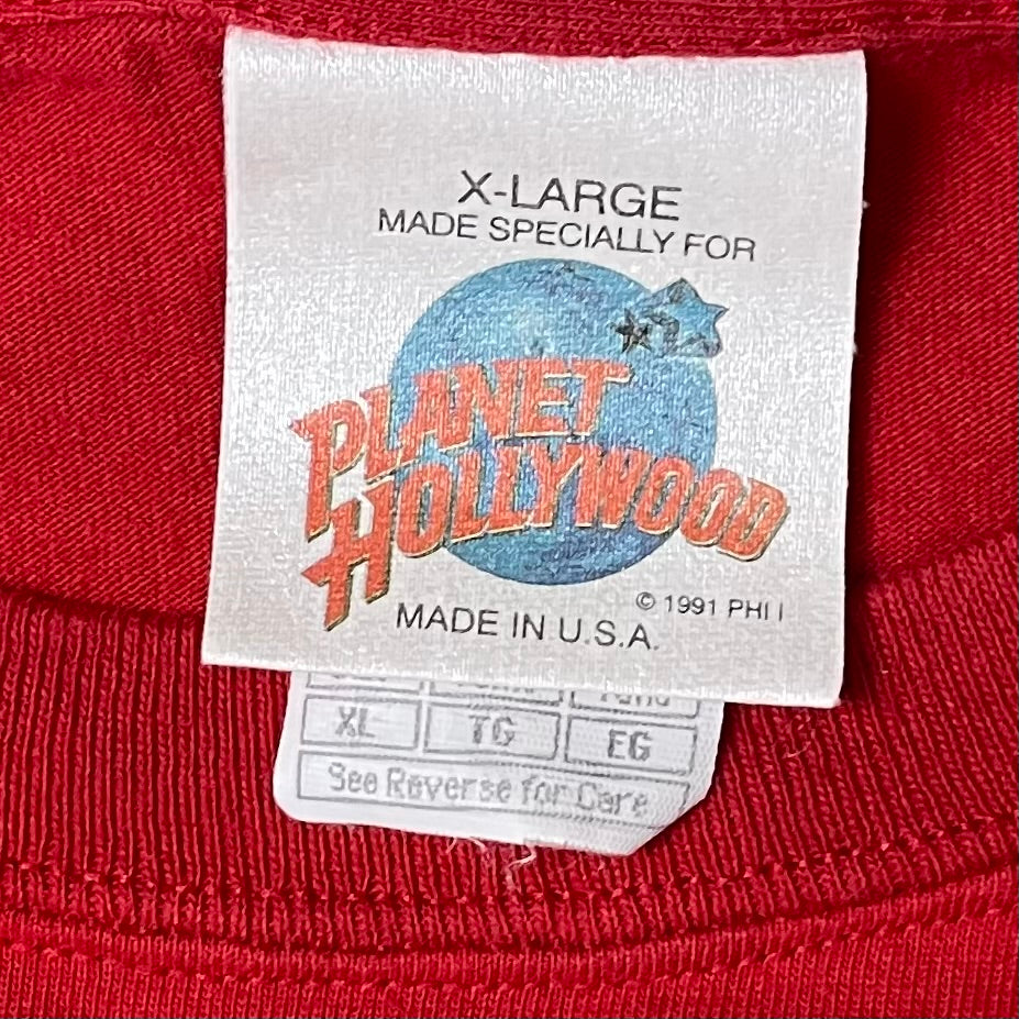 VINTAGE 1991 PLANET HOLLYWOOD T SHIRT - XL