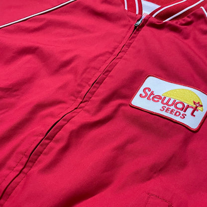 VINTAGE 80s STEWART SEEDS BOMBER JACKET - L