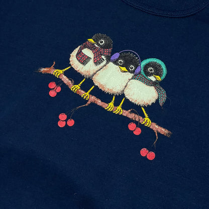 VINTAGE COZY WINTER BIRDS SWEATSHIRT - L