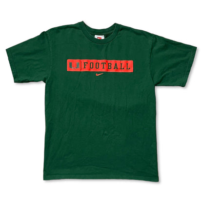 NIKE UNIVERSITY OF MIAMI FOOTBALL CENTER SWOOSH T SHIRT - M