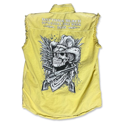 DAYTONA BIKE WEEK SLEEVELESS BUTTON DOWN SHIRT - L