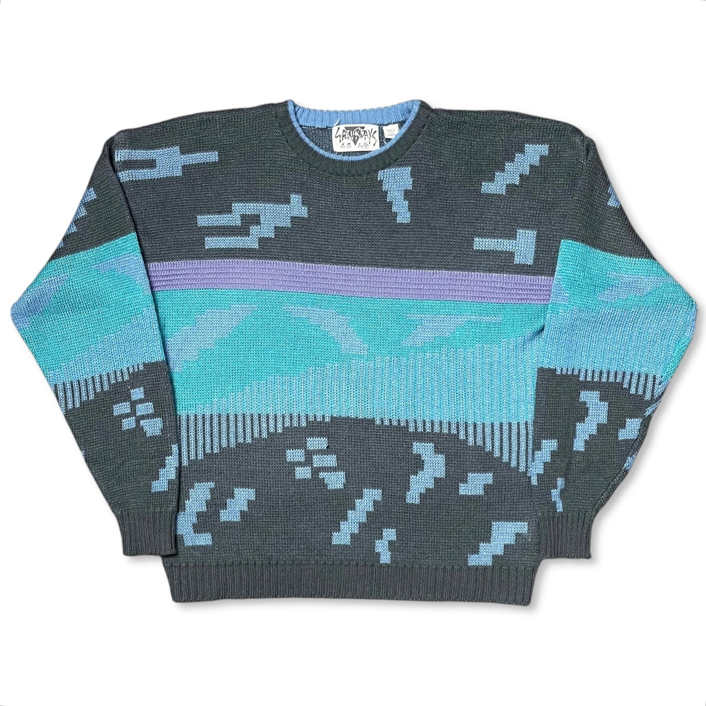 RETRO ABSTRACT GEOMETRIC SWEATER - YOUTH XL