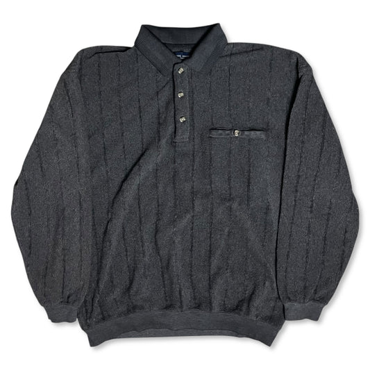 VINTAGE LONG SLEEVE POLO SHIRT - L