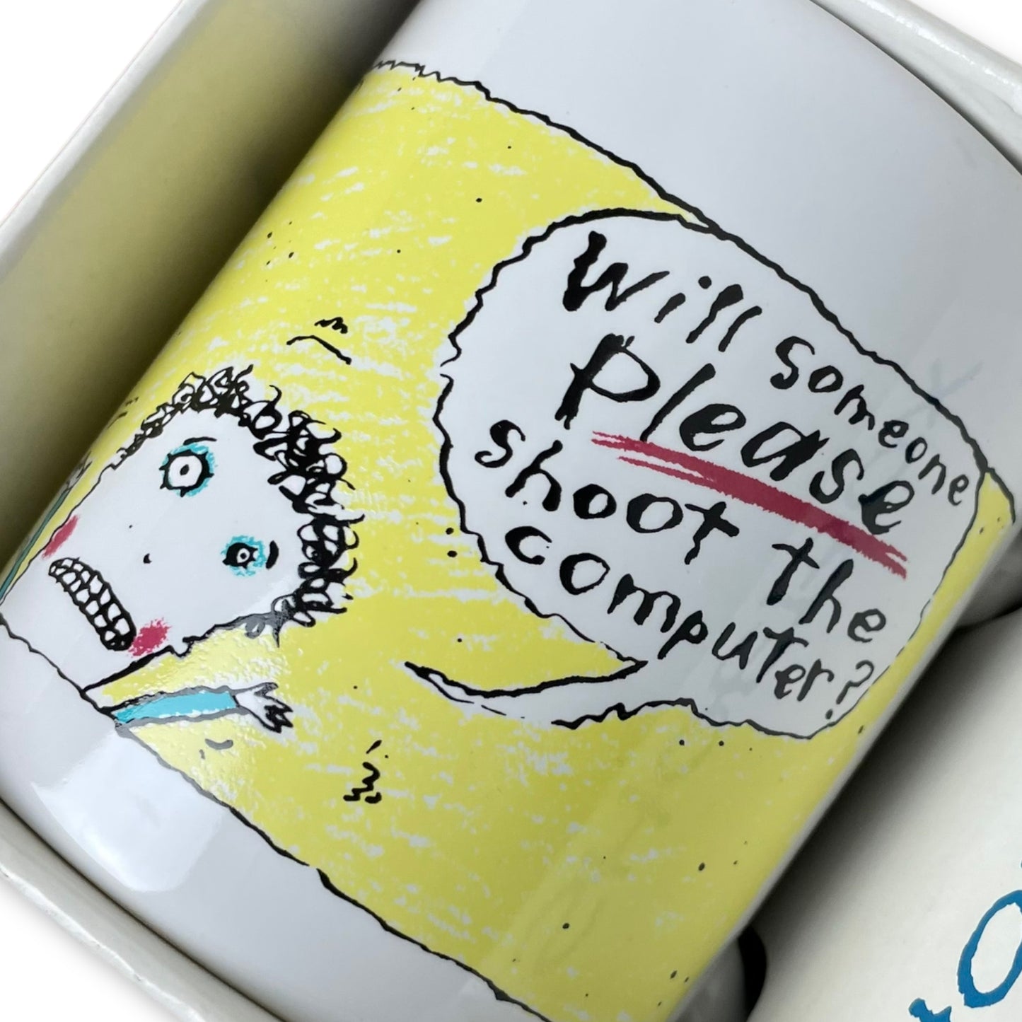 VINTAGE SHOEBOX “WILL SOMEONE PLEASE SHOOT THE COMPUTER?” MUG