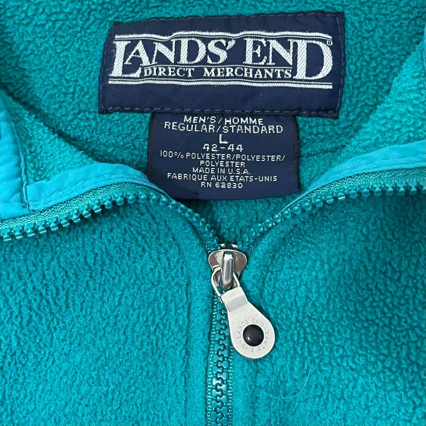 VINTAGE LANDS END FULL ZIP FLEECE - L