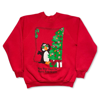 VINTAGE 1990 CHRISTMAS PENGUIN SWEATSHIRT - L