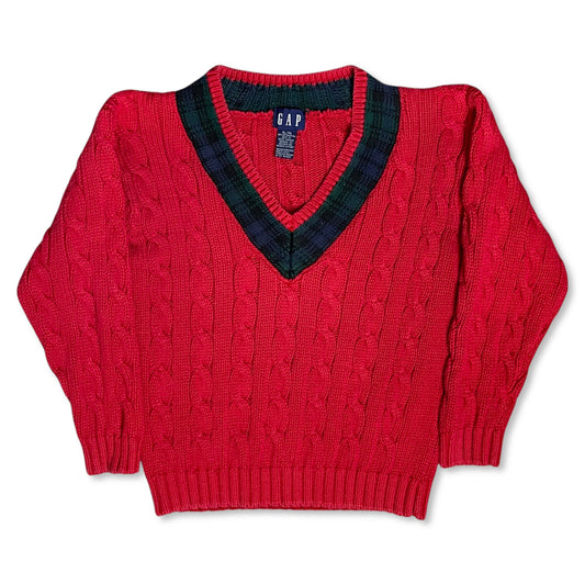 VINTAGE GAP CABLE KNIT V NECK SWEATER - WOMEN’S S