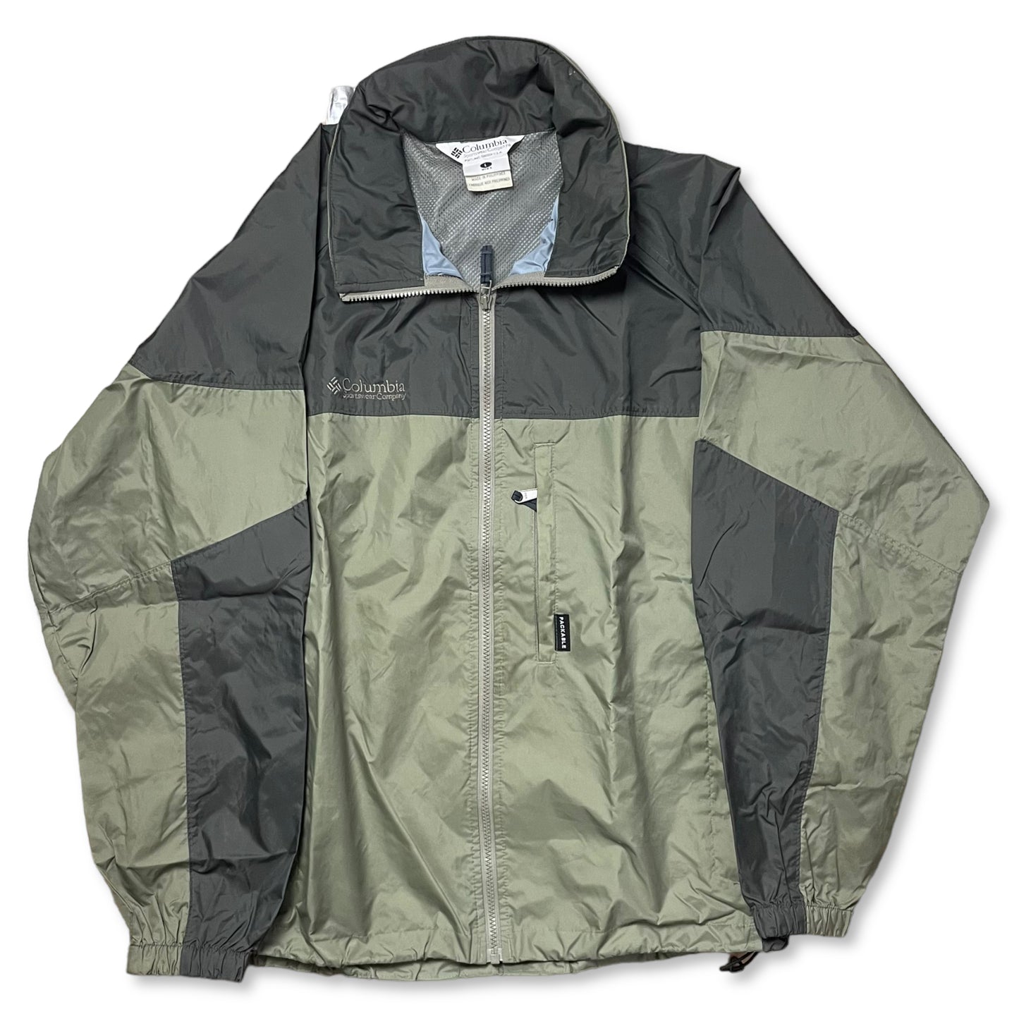 LIGHTWEIGHT PACKABLE COLUMBIA RAIN JACKET - L