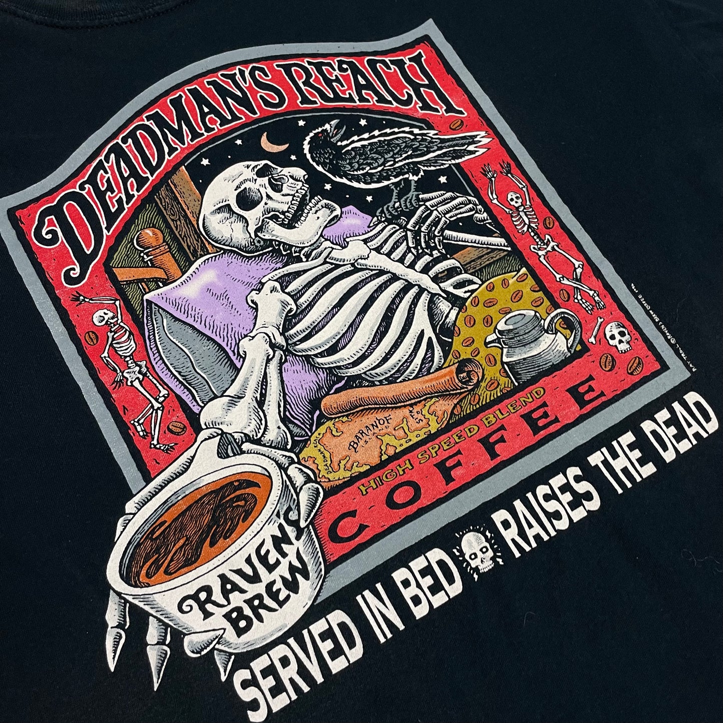 VINTAGE SKELETON COFFEE T SHIRT - XL