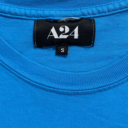 BLUE A24 LOGO T SHIRT - S